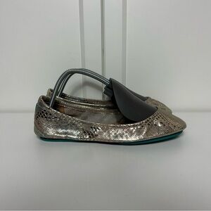 Tieks romantic blush Metallic silver Ballet Flats